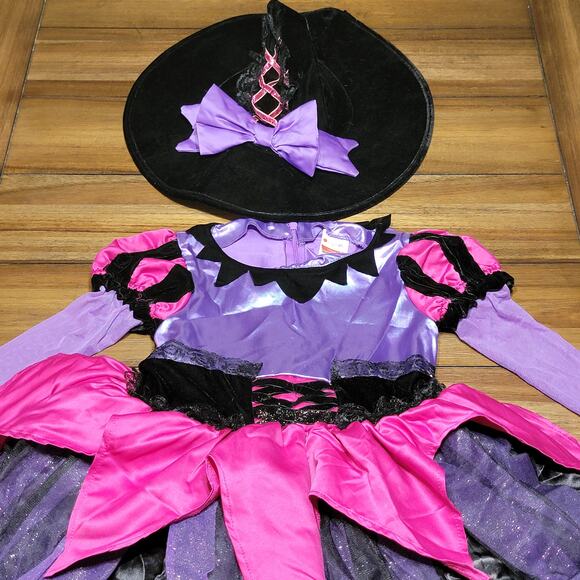 2 Pc Disguise Girls Witch Prestige Costume: Hat & Dress - Size Small (4-6x) - Picture 3 of 13